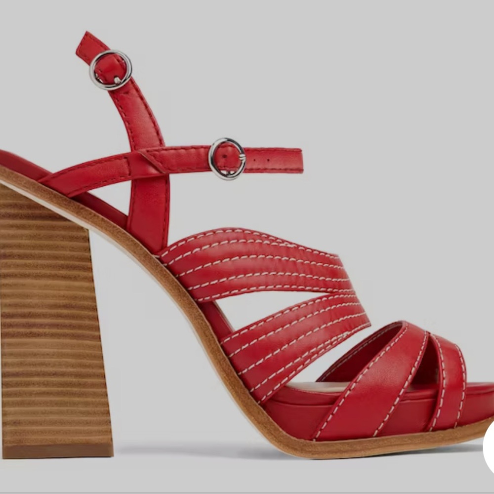 Aldo Red Strappy Sandals with Wedge Heel